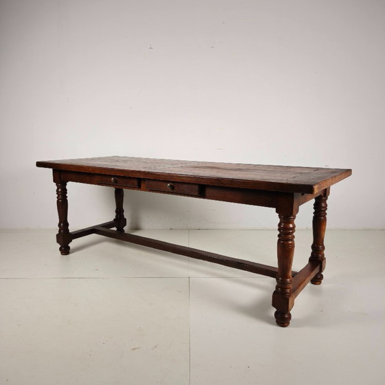 Image 1 of Large French oak monastery table 320/220 cm, early 20th century