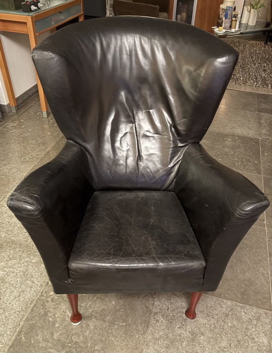 Montis Castor Sessel, Leder, Holz, Schwarz (Foto 3 von 5)