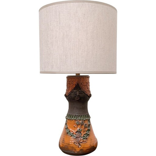 Vintage ceramic table lamp by Thérèse Bataille Dour, Belgium
