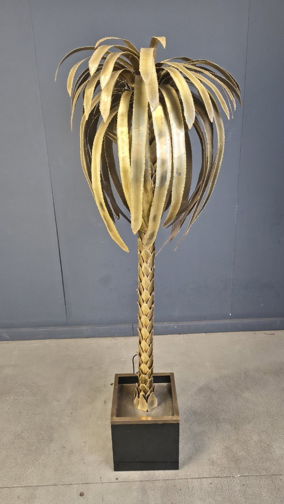 Image 1 of Messing vloerlamp in de vorm van een palmboom van Maison Jansen, jaren 70.