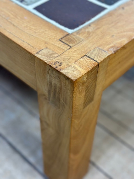 Image 1 of Coffee table in elm and stoneware, Maison Regain, 1970