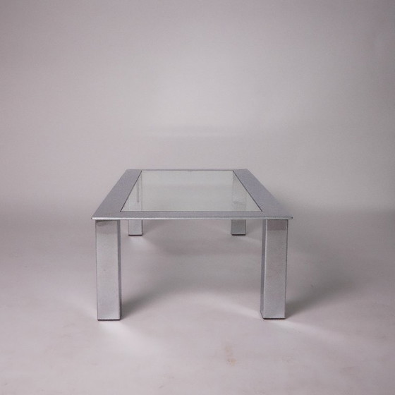 Image 1 of c. 1975 - Tavolino modernista in cromo e vetro - Francia/Belgio