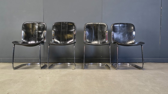 Image 1 of Chaises de salle à manger vintage de Willy Rizzo pour Cidue, ensemble de 4, années 1970