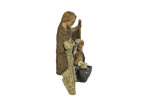 Image 1 of Mary - Joseph - Jesus - statue - plaster - signed WF - 1st half of the 20th century