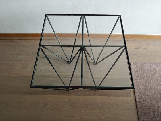 Image 1 of Vintage coffee table / side table in Paolo Piva style – glass & black steel