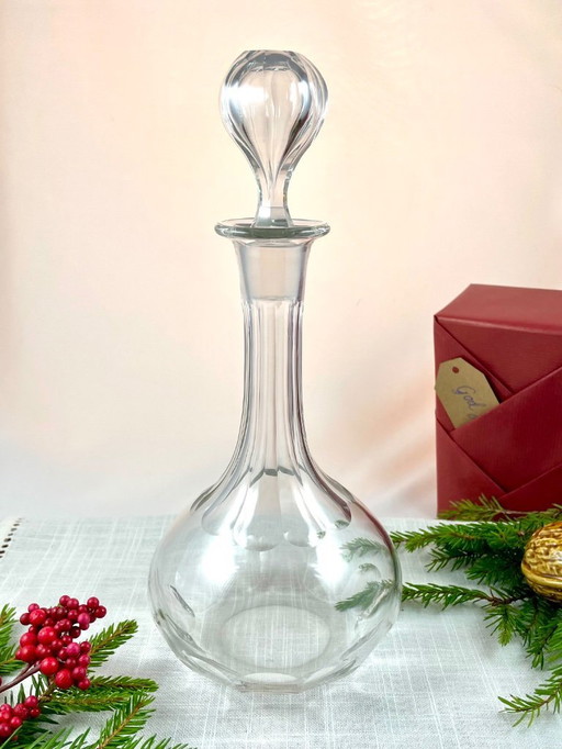 French Hand-Cut Crystal Decanter – Early 20th Century Style