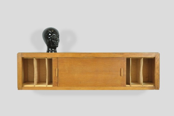 Vintage Mid-Century Wall Cabinet with Sliding Doors, 1960s – Wood (photo 2 of 14)