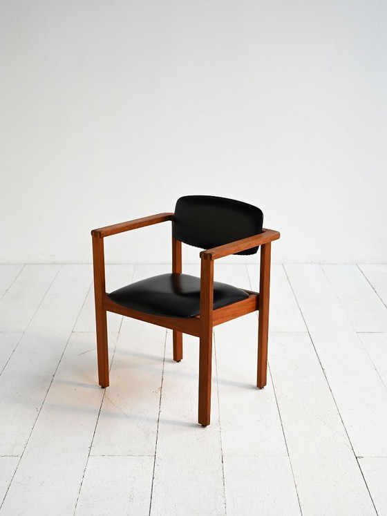 Image 1 of Teak and leather chair, Denmark 1960s