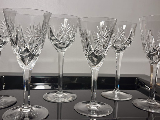 6 Crystal glasses probable production by Saint Louis or VSL