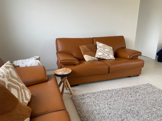 Image 1 of 2x Leather sofa 2.5 seats Rivet-Lozano