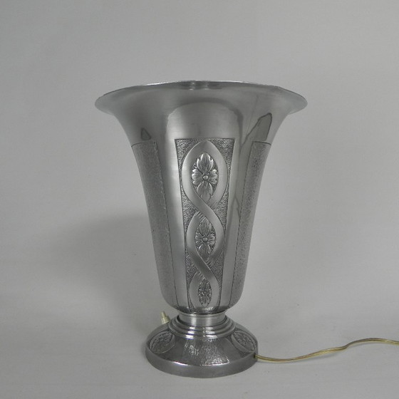 Image 1 of Art-Deco-Tischleuchte aus Aluminium, Stehleuchte, 1930er Jahre