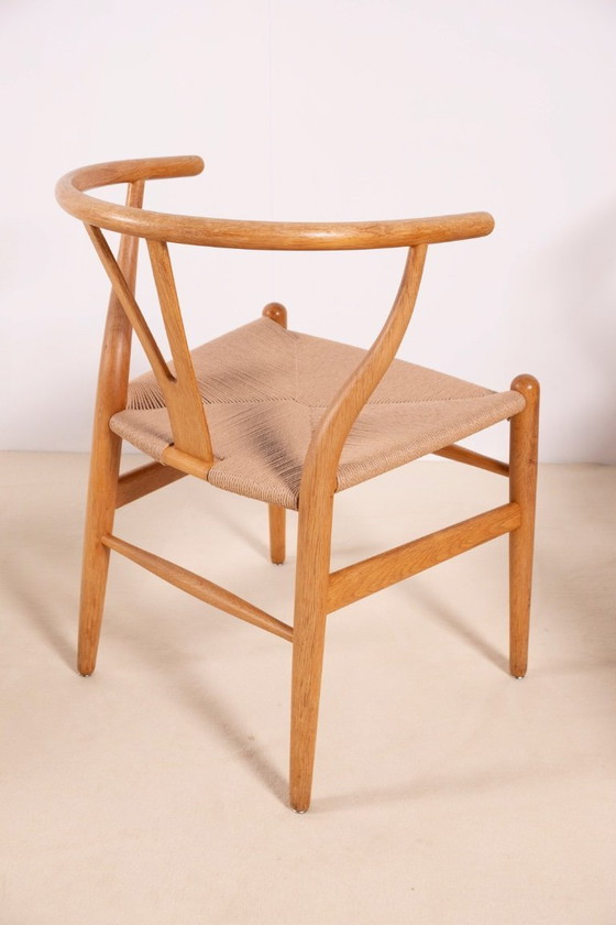 Image 1 of 4 sillas Wishbone de roble CH24 de Hans J. Wegner, década de 1980