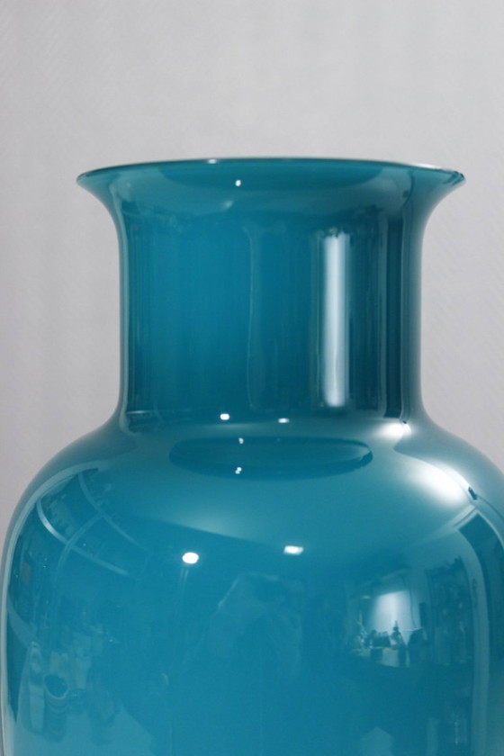 Image 1 of Ezio Rizzetto De Majo Murano - Large turquoise blown glass vase 1995
