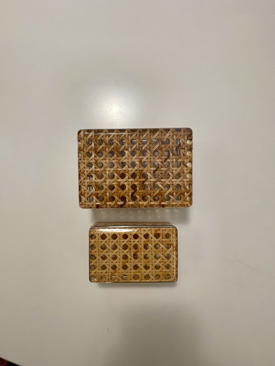 Image 1 of Set aus Plexiglas-Weidenkisten, Italien, 70er Jahre