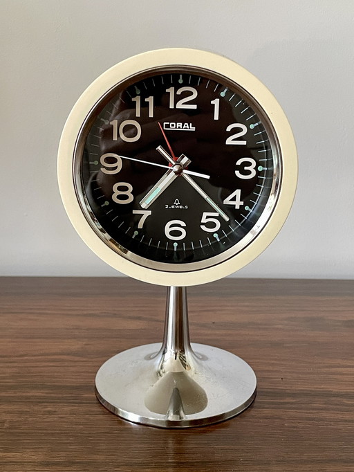 70er Jahre Vintage Retro Original Tischuhr von Coral
