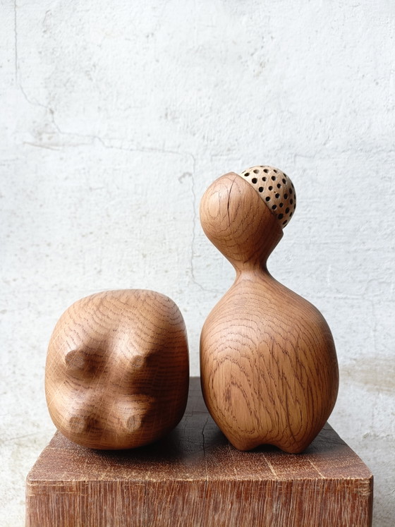 Image 1 of Set aus zwei massiven Eichenskulpturen