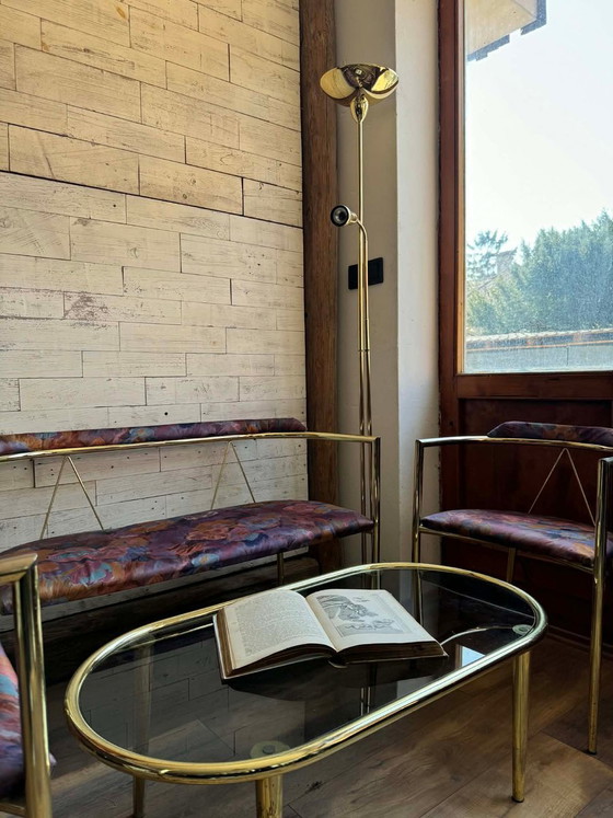 Mid-Century Modern Lounge Set in Brass, 1960s, Set of 4 – Glass, Hollywood Regency (photo 8 of 8)