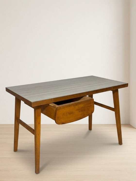 Writing Desk Mid-20th Century Wooden Desk, 90 × 49 × 73 cm (photo 6 of 8)