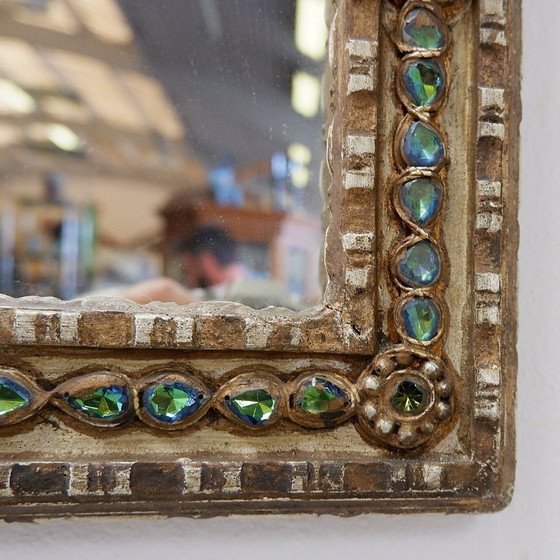 Image 1 of Miroir en stuc et pierres colorées dans le style des Creaciones Gobesso, Italie
