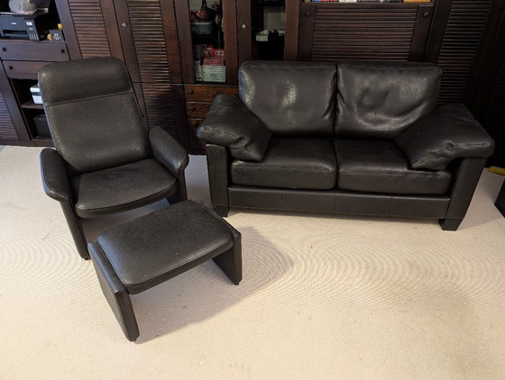 Image 1 of De Sede DS-55 fauteuil met bijpassende voetenbank