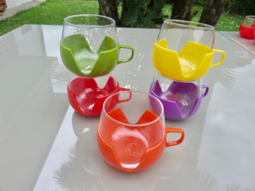 Serie de 5 tasses "negrita" chopes à grog, neuves, 1970, vieux stock