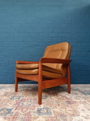 2x Vintage Design Fauteuils Met 1x Voetenbank, Deens Design, Jaren 60