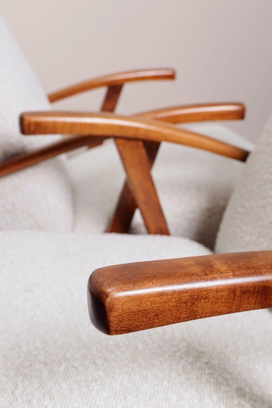 Image 1 of Vintage Lounge Chair Bouclè Pearl Full Refurbished, 1970s.