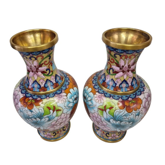 Image 1 of Vintage set Cloisonné vazen