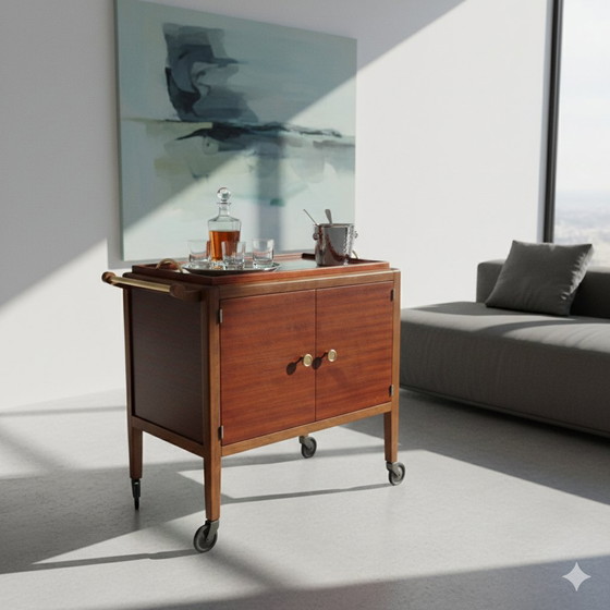 Image 1 of Desserte roulante Art Déco à plateau amovible – Ateliers Gauthier-Poinsignon Nancy, circa 1930