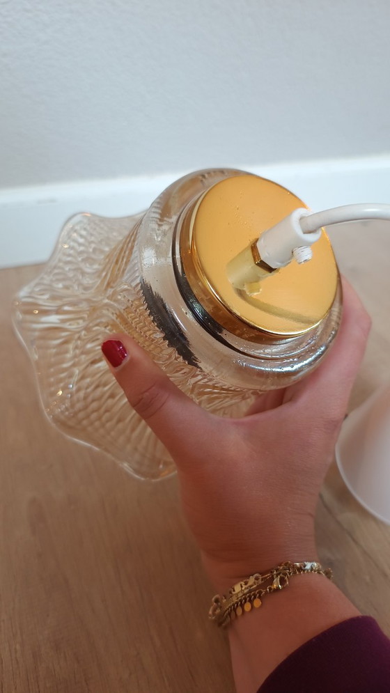 Image 1 of Lampe suspendue en verre pressé Vintage Danish Design en forme de cloche 1970