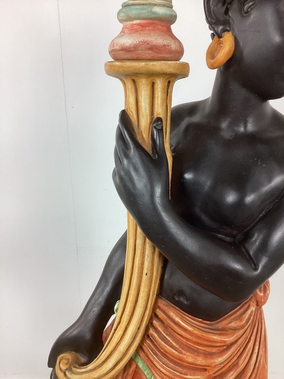 Vintage large Italian Venetian Moorish Floor light – Wood, Ceramic (photo 6 of 13)