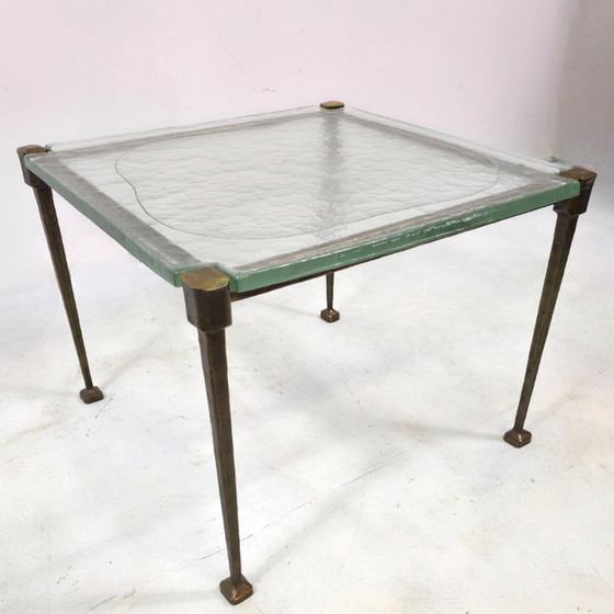 Image 1 of Lothar Klute brutalist coffee table from the 70s/80s, brass with glass