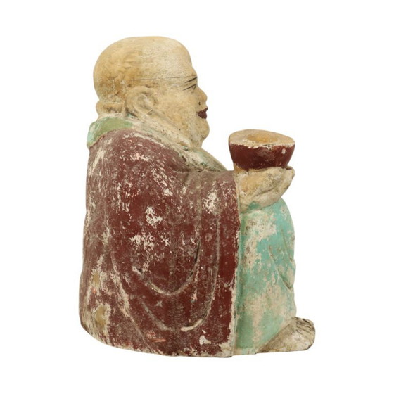 Image 1 of Grote Lachende Boeddha XL Hout