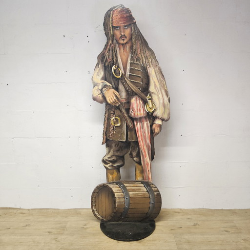Statue de Jack Sparrow en bois, faite à la main, grandeur nature (pirates des Caraïbes) statue de pirate