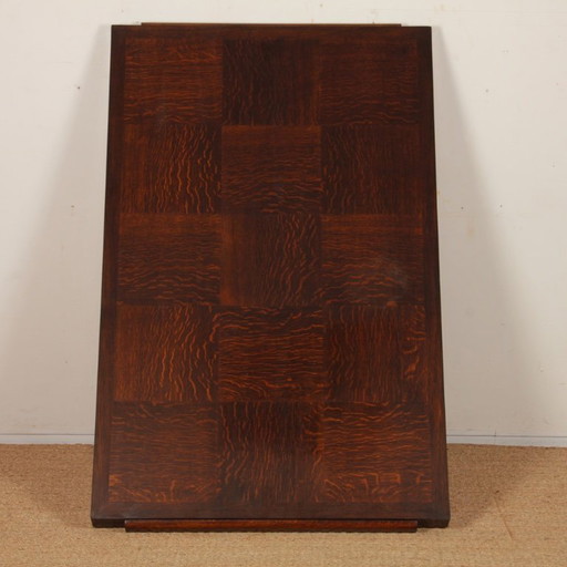 Mesa de comedor de roble al estilo de Charles Dudouyt, 1940.
