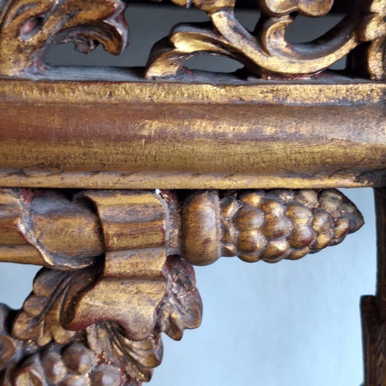 Image 1 of Console murale demi-lune de style baroque français avec plateau en marbre