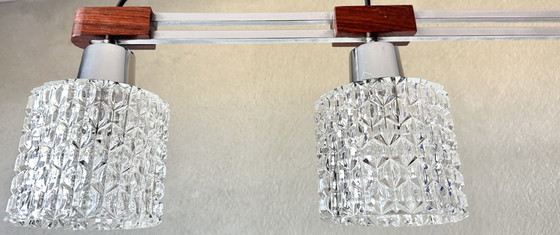 Suspension vintage en teck et chrome – Verre, Bois (photo 5 of 8)