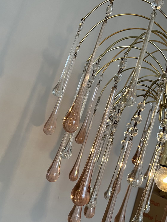 Image 1 of Vintage Pink Teardrop Chandelier Crystal Beads