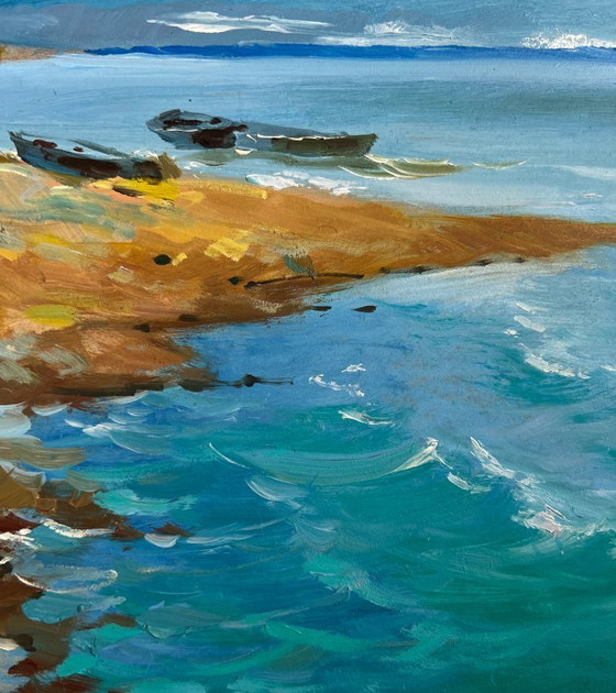 Image 1 of Original Oil Painting Coastal Sea Landscape The call of distant waves