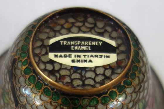 Image 1 of Pair of vintage plique-à-jour cloisonné enamel bowls, China