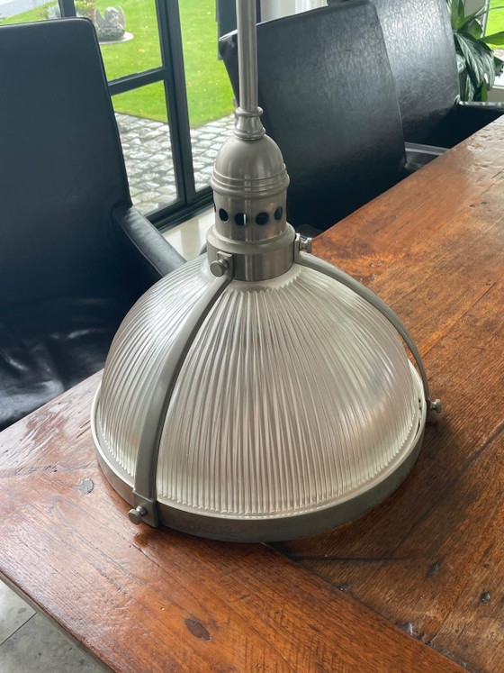 2 beautiful industrial pendant lamps with a robust appearance. – Chrome, Glass (photo 3 of 6)