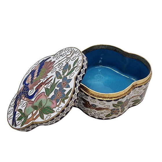 Image 1 of Caja de joyería china antigua de cloisonné con fénix