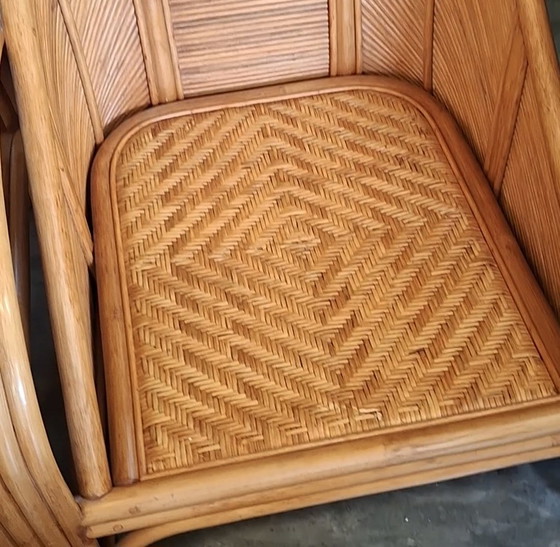Image 1 of Bamboe rattan rotan set, fauteuils, tafel, Paul Frankl stijl
