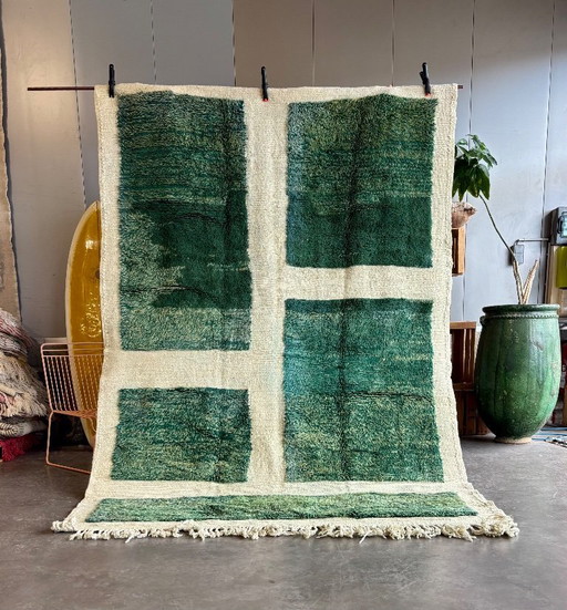 Marokkaans modern groen tapijt 210 x 300 cm, authentiek Marokkaans tapijt