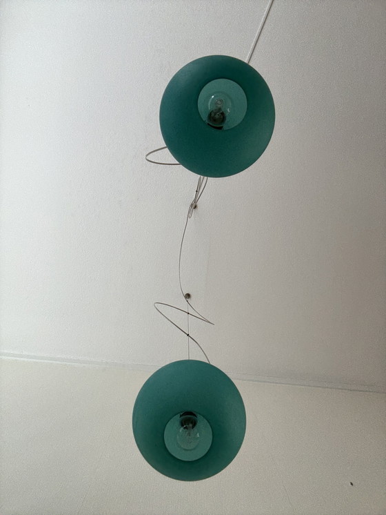 Image 1 of Ensemble de 2 suspensions Prandina en verre opale vert