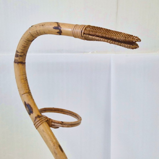 Image 1 of PORTE-PLANTES VINTAGE 1960 SERPENT GEANT EN BAMBOU & ROTIN 60S 1960S ANNEES 60