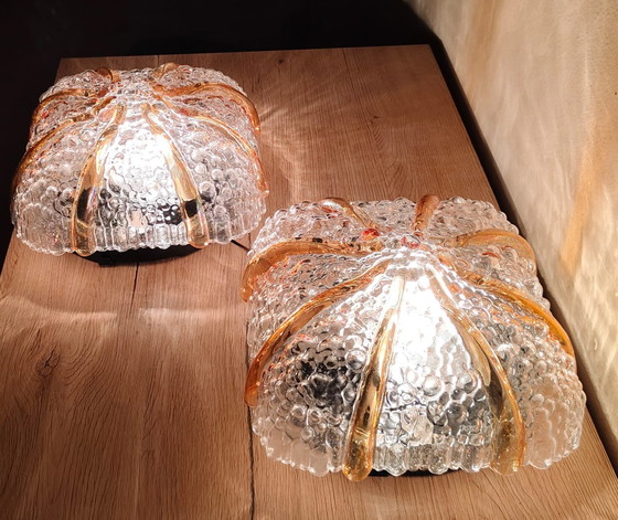 Image 1 of RARE! Sculptural pair of Mid-Century Studio Glass Lamps – Space Age 1960s/70s