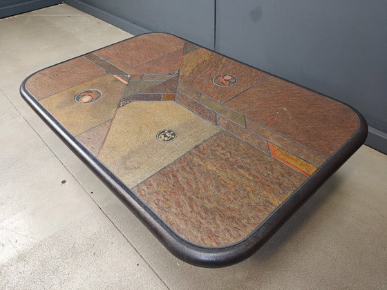 Image 1 of Tavolino brutalista in pietra d'ardesia, anni '80