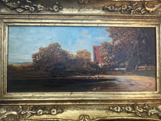 Mid-Century Ölgemälde auf Holz, circa 1930 – Gemälde & Zeichnungen, Wood, Mid Century Modern (photo 3 of 5)