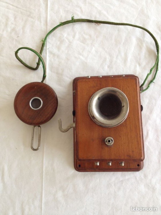 Image 1 of Telefono Antico in Legno, Auricolare Siemens & Halske, 1900 circa